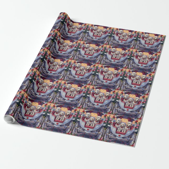 Papel De Presente Cão Maltês Dia dos Namorados  (Desenrolado)