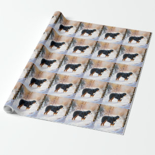 Papel De Presente Cão Montanhês de Berna Deixe Nevar Natal