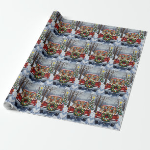 Papel De Presente Cão Montanhês Suíço Grande Natal Caminhão Vermelho