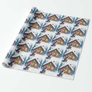 Papel De Presente Cão Montanhês Suíço Maior Cabana Nevada Chapéu de