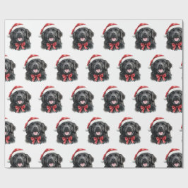 Papel De Presente Cão Newfoundland com Chapéu de Papai Noel