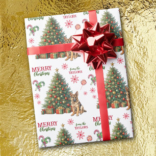 Papel De Presente Cão Pastor Alemão Árvore de Natal