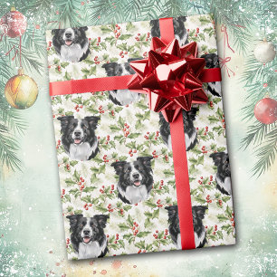 Papel De Presente Cão Pastor Australiano Natal Azevinho