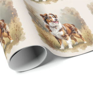 Papel De Presente Cão Pastor Australiano Vermelho Merle Aussie