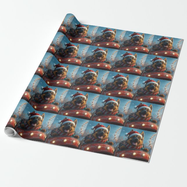 Papel De Presente Cão Pastor Belga Montanha-russa Natal (Desenrolado)