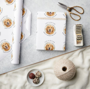 Papel De Presente Cão Retriever Dourado a Vida é Melhor