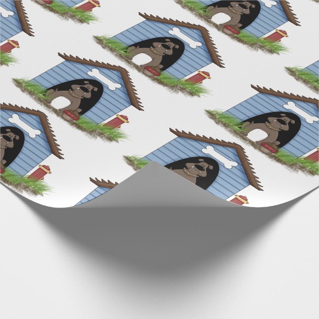 Papel De Presente cão-touro numa casa de cão com hidrante (Ponta)