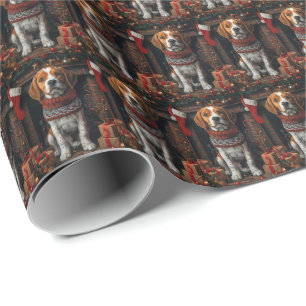 Papel De Presente Cão Treeing Walker Coonhound Com Presentes de Nata
