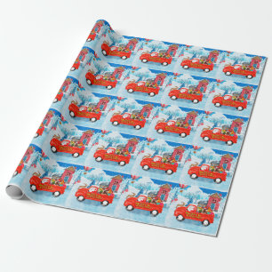 Papel De Presente Cão Yorkshire Terrier Caminhão de Entrega de Natal