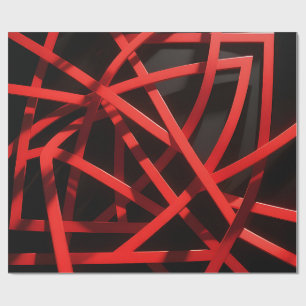 Papel De Presente Caos Abstrato Geométrico Vermelho