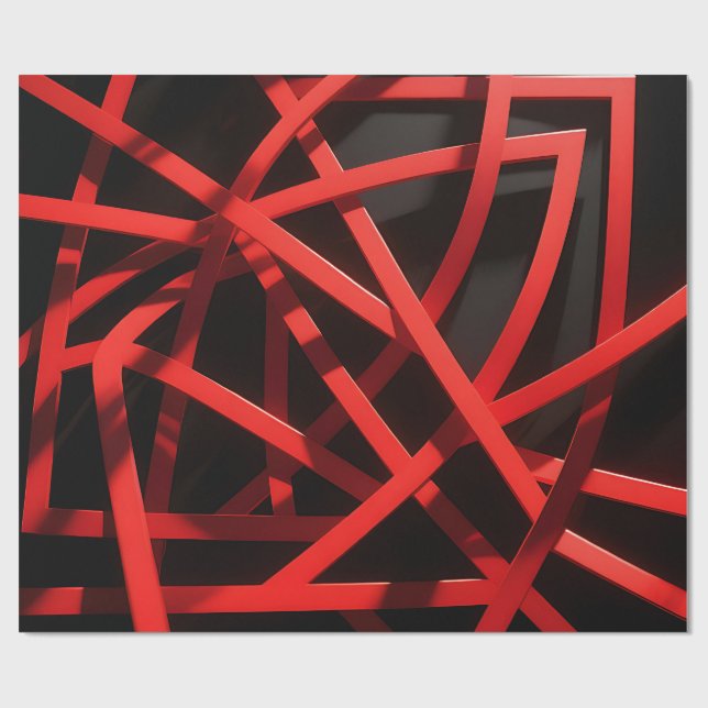 Papel De Presente Caos Abstrato Geométrico Vermelho (Aberto)