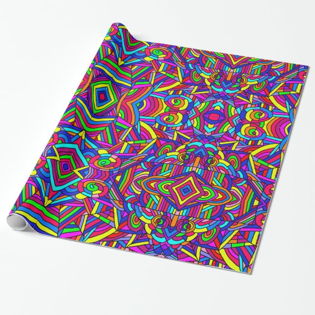 Papel De Presente Caos Coloridos 2 (Desenrolado)
