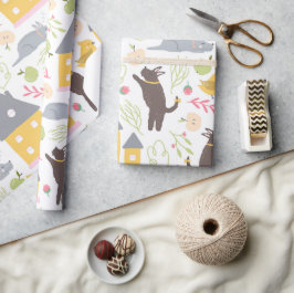 Papel De Presente Cãozinho e chá de fraldas de pássaros