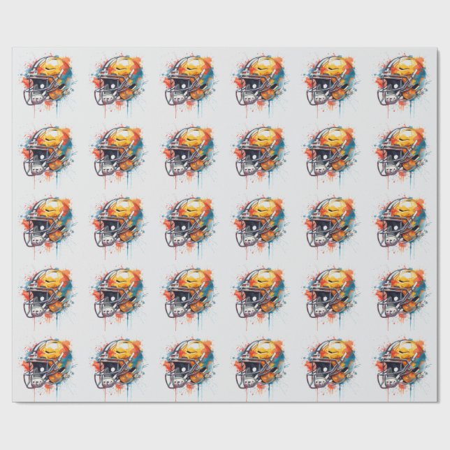 Papel De Presente Capacete de Futebol Motivacional Inspirador  (Aberto)