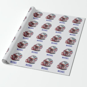 Papel De Presente Capacete de Futebol Pop Art Motivacional Nome