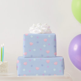 Papel De Presente Capas e Pérolas de Pastel em Periwinkle
