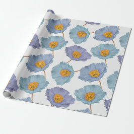 Papel De Presente Cápsulas de impressão pastel azul-água floral