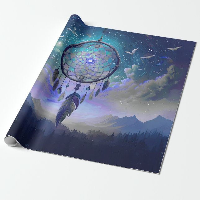 Papel De Presente Captura de Sonho de Lua Cheia, Celestial (Desenrolado)