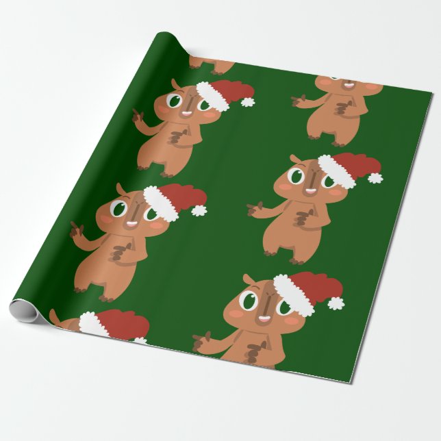 Papel De Presente capybara santa claus (Desenrolado)