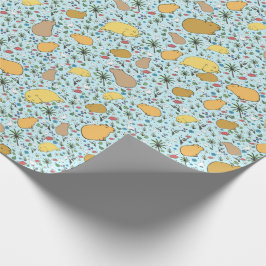 Papel De Presente Capybaras em Azul