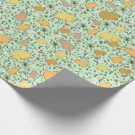 Papel De Presente Capybaras em Verde