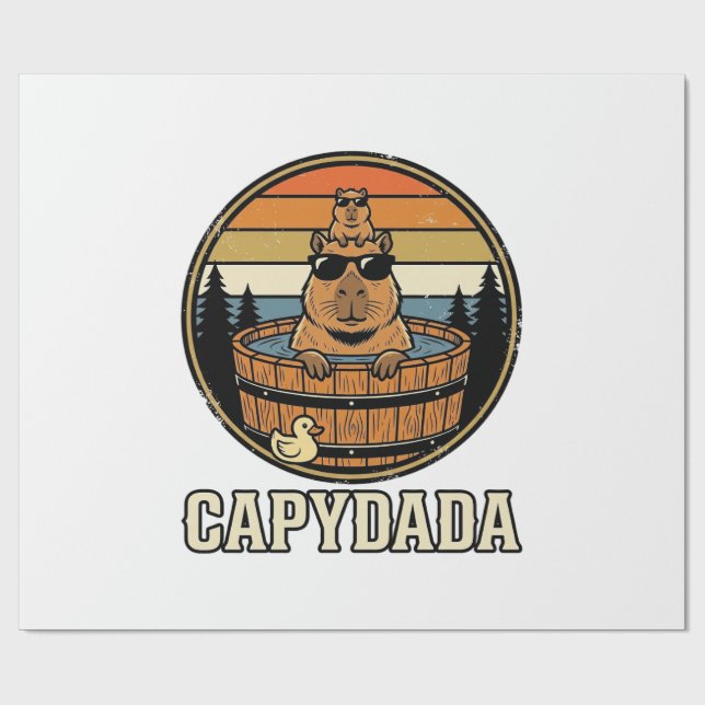 Papel De Presente Capydada Capivara Pai Retro Banheira de Hidromassa (Aberto)
