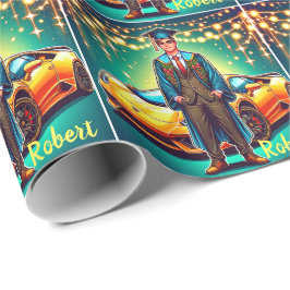 Papel De Presente Cara De Graduação Com Carro Rápido Personalizado