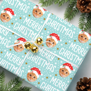 Papel De Presente Cara de Natal Fofa em um Buraco Foto de Animal de 