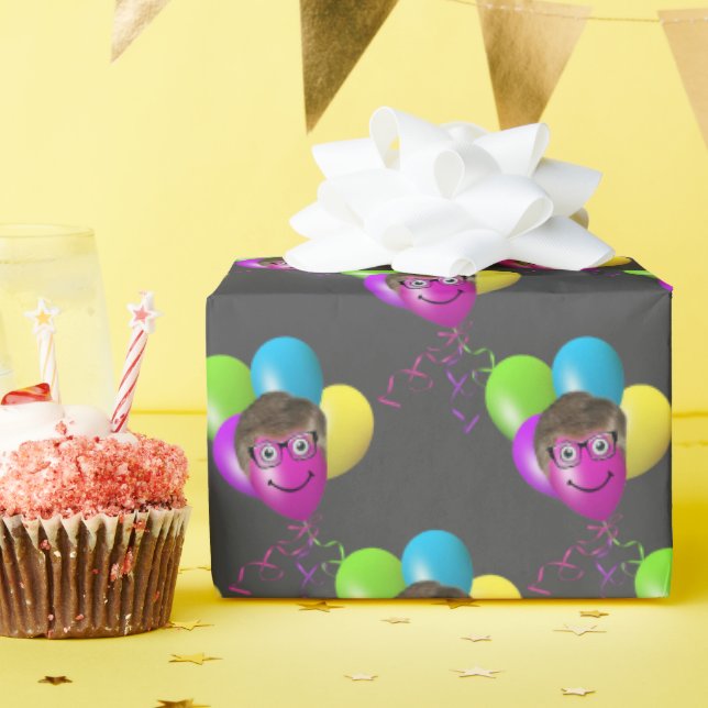 Papel De Presente Cara do Homem no Balão de Aniversário (Festa de aniversário)