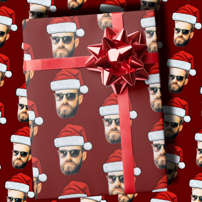 Papel De Presente Cara Personalizada Dão do Chapéu do Pai Natal Enga (Criador carregado)