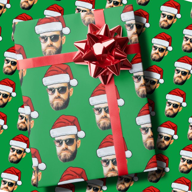 Papel De Presente Cara Personalizada Dão do Chapéu do Pai Natal Enga (Criador carregado)
