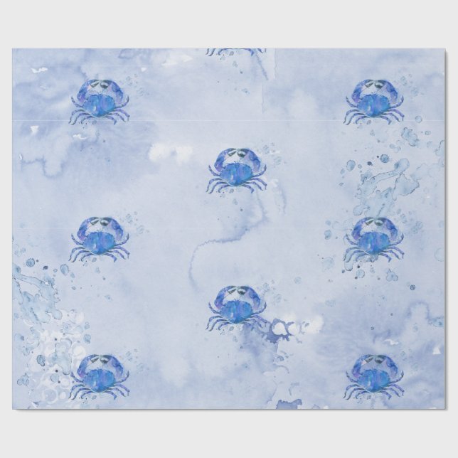 Papel De Presente Caranguejo Azul Aquarela (Aberto)