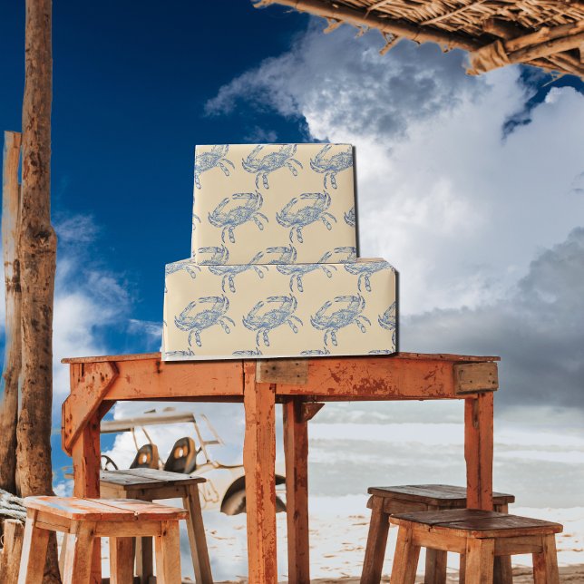 Papel De Presente Caranguejo azul da Vintage no2 (Criador carregado)