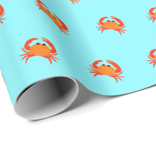 Papel De Presente Caranguejo vermelho laranja quente simples limpo f