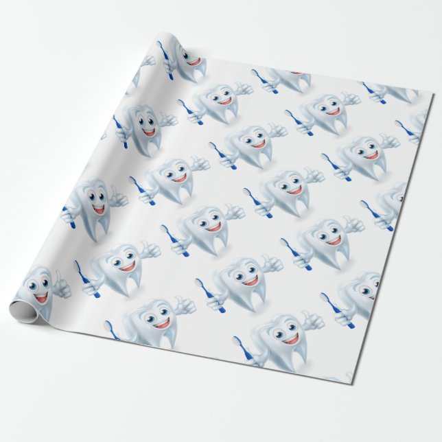 Papel De Presente Caráter da mascote do dente (Desenrolado)