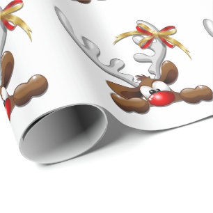 Papel De Presente Caráter engraçado confundido rena do Natal