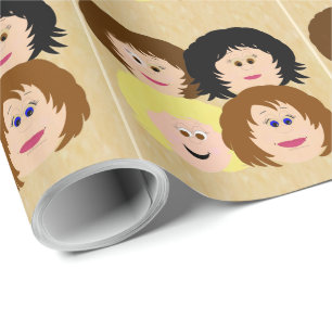 Papel De Presente Caráter feminino face (cabelo castanho)