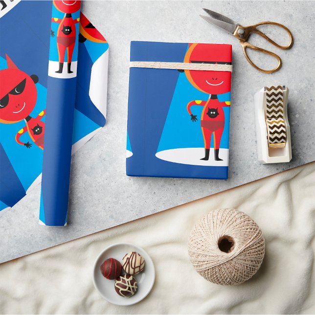 Papel De Presente Caráter super-herói do diabo Vermelho e Azul negro (Criador carregado)