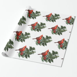 Papel De Presente Cardeal Holly Wraping Paper