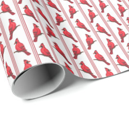 Papel De Presente Cardinal Bird Stripes Wrapping Paper