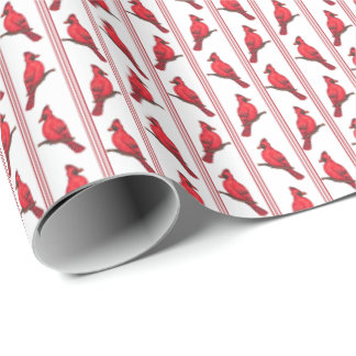 Papel De Presente Cardinal Bird Stripes Wrapping Paper