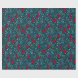 Papel De Presente Cardinhas e coníferas, hábitos de férias de invern