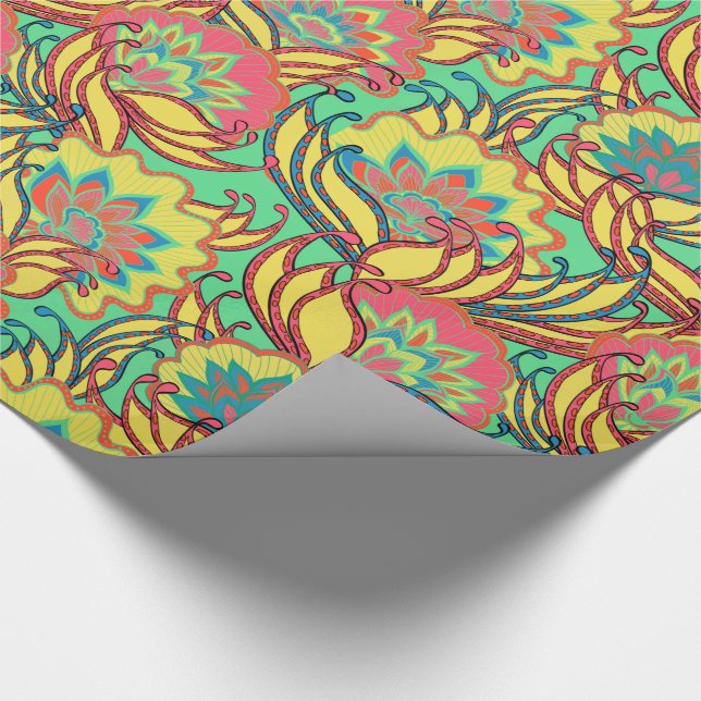 Papel De Presente Caribe Cores Boho Floral (Ponta)