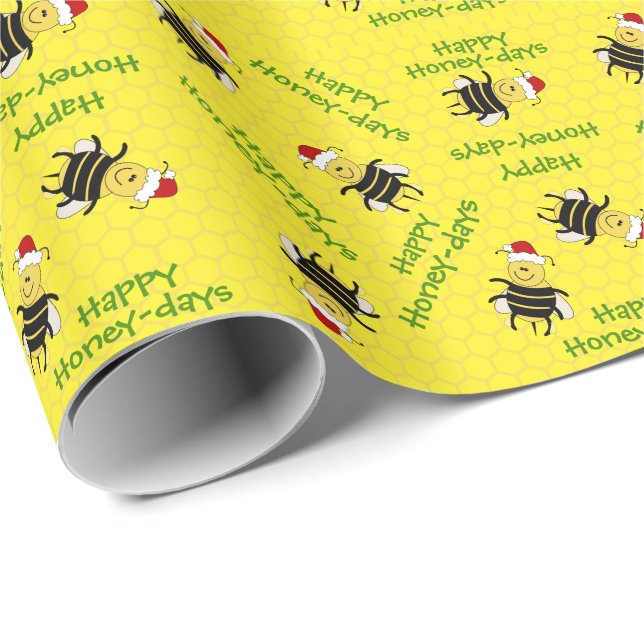 Papel De Presente Caricatura Mel Bee Christmas Dift Wrap (Ponta do rolo)