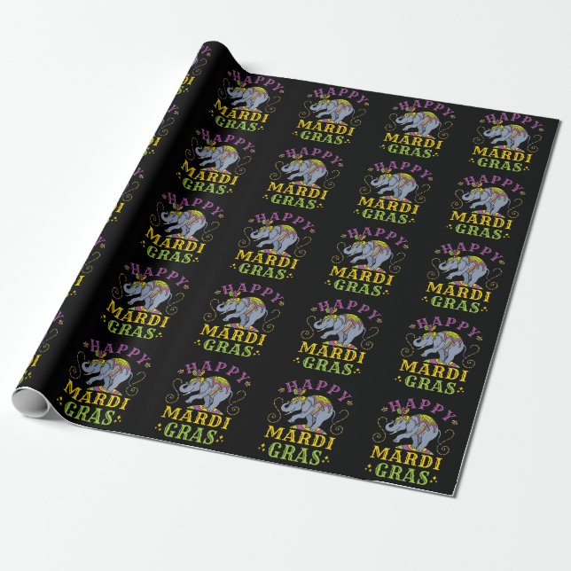 Papel De Presente Carnaval do Elefante Mardi Gras (Desenrolado)