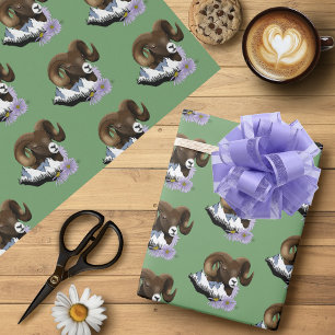 Papel De Presente Carneiro Majestoso Bighorn Brown Sheep Montanhas V