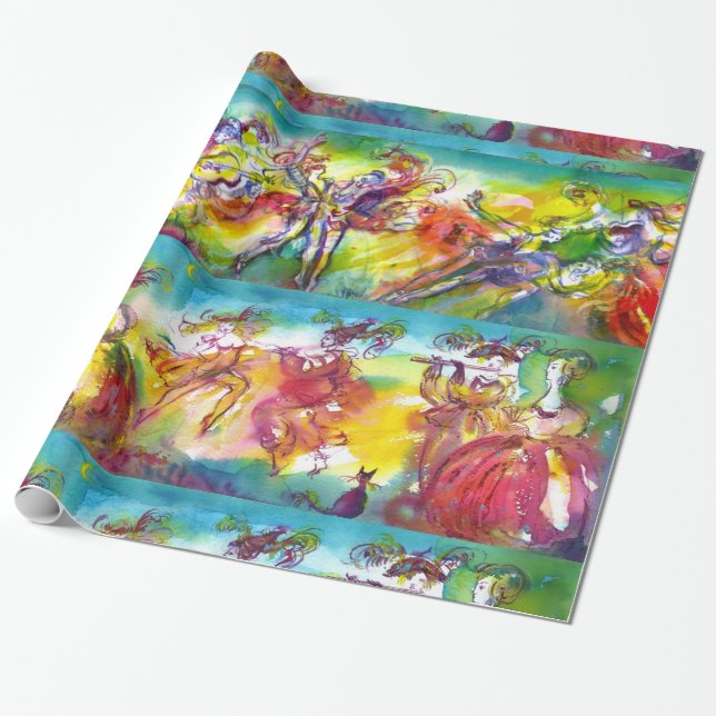 Papel De Presente CARNIVAL NIGHT / Mascarada veneziana,Dance Music (Desenrolado)