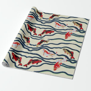 Papel De Presente Carpa Colorida Art Déco Nadando Decoração Naval