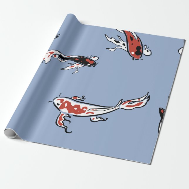 Papel De Presente Carpa de peixe-padrão koi koi carp (Desenrolado)