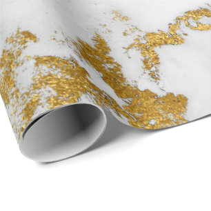 Papel De Presente Carrara Branca, Cinza Marble, Dourada, Pedra Glam